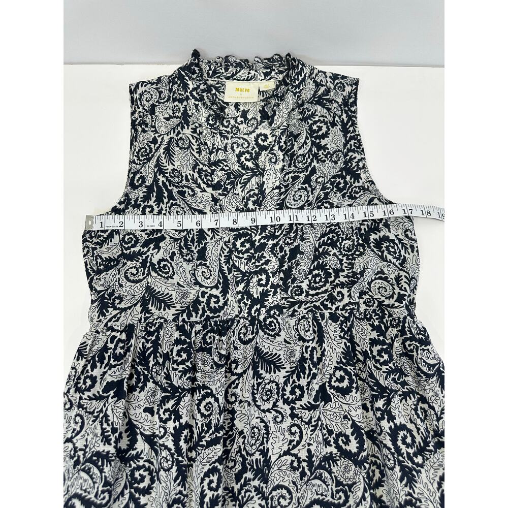 Maeve Anthropologie Marya Maxi Dress XS Petite Black White Paisley Sleeveless - Picture 7 of 12